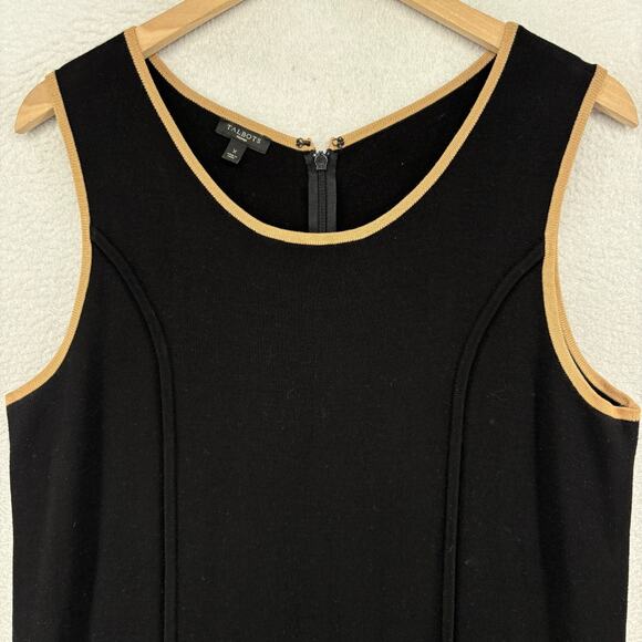 TALBOTS Dress X Sweater Knit Sleeveless Back Zip Scoop Neck Viscose Blend Black - Picture 3 of 13